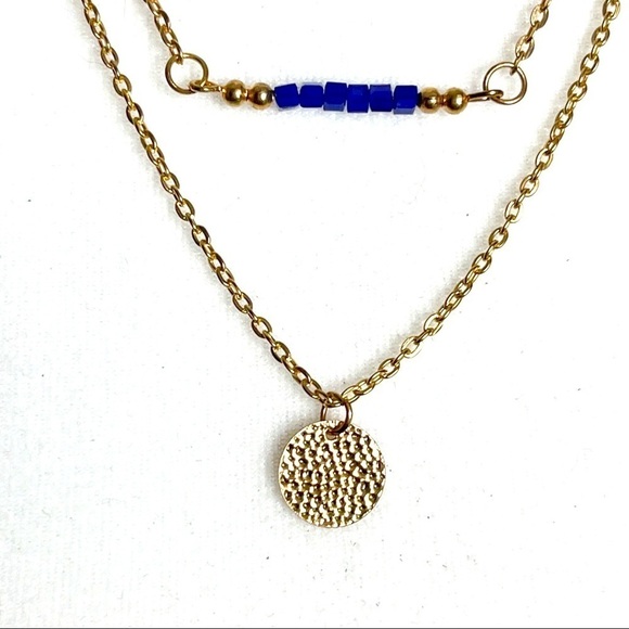 Bohemian Gold Tone Delicate Multilayer Bar Fashion Necklace NWT - Picture 3 of 7